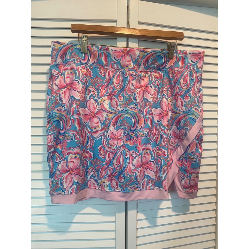 Stella Parker Collection Floral Paisley Skort XL Pink Blue Tropical Activewear